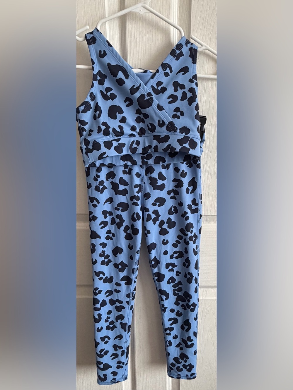 Z by Zella Girls Blue Leopard Activewear Set Leggings & Top Size M 8/10
